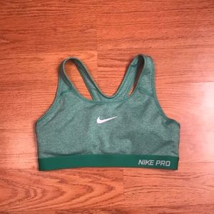 Green Nike Pro Padded Compression Sports Bra